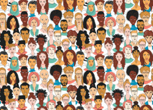 illustratie met mensen van allerlei verschillende etniciteiten